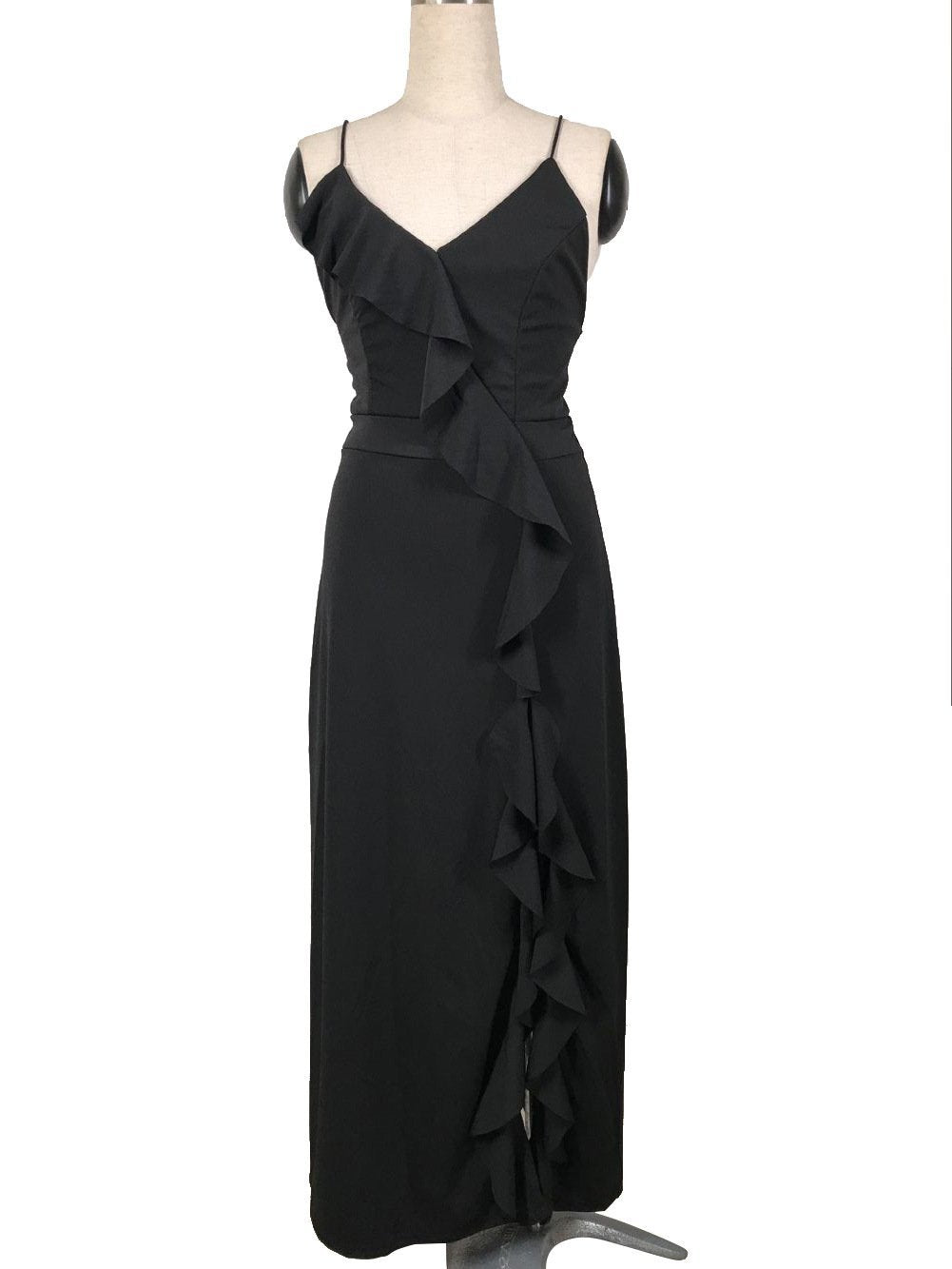 2018 New Sexy Spaghetti Strap Side Split Solid Color Maxi Dress