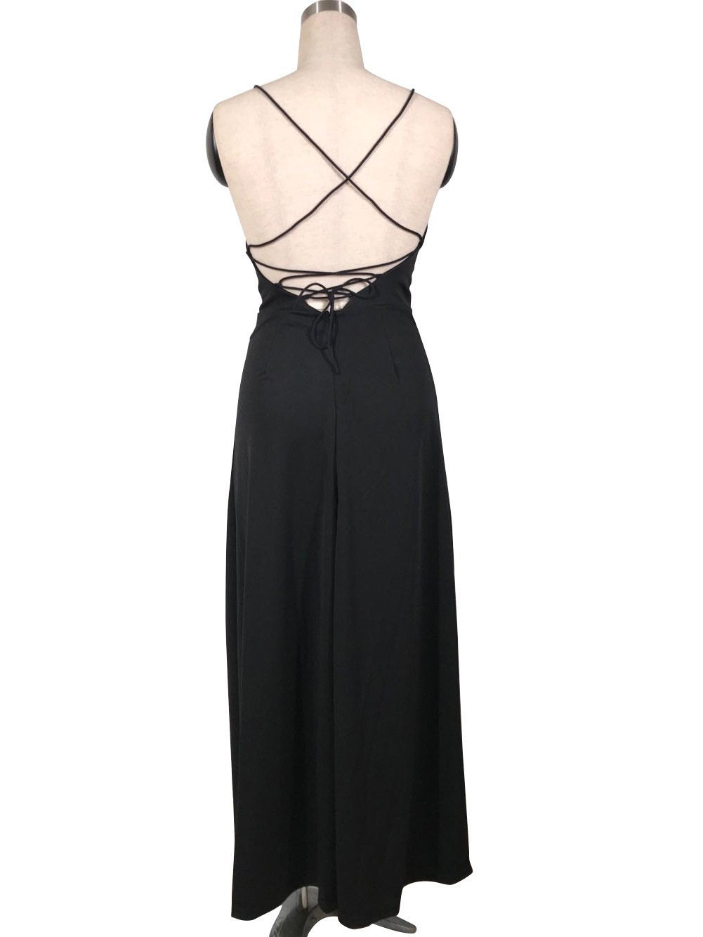 2018 New Sexy Spaghetti Strap Side Split Solid Color Maxi Dress