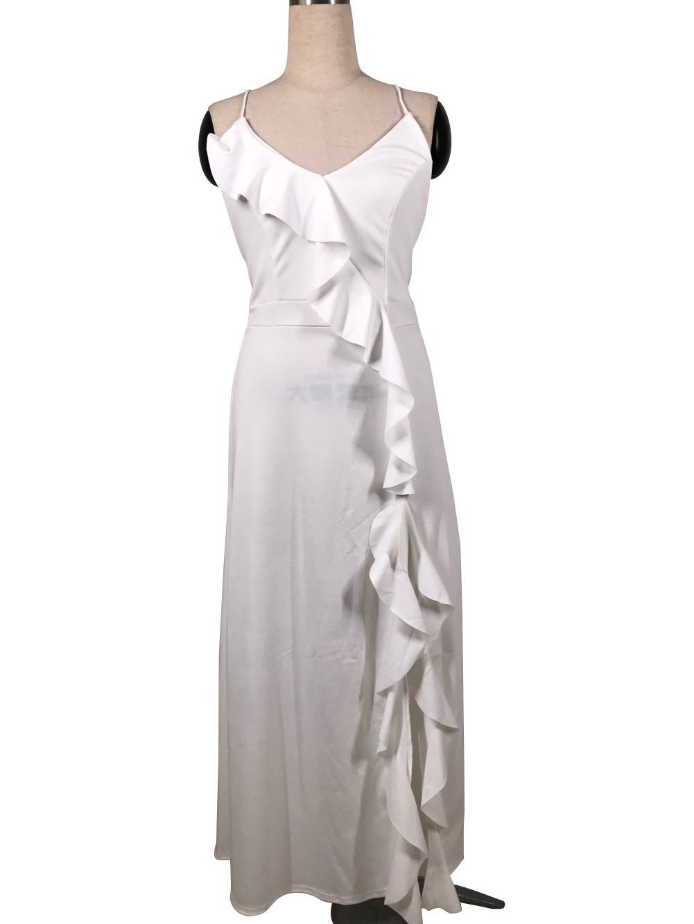 2018 New Sexy Spaghetti Strap Side Split Solid Color Maxi Dress