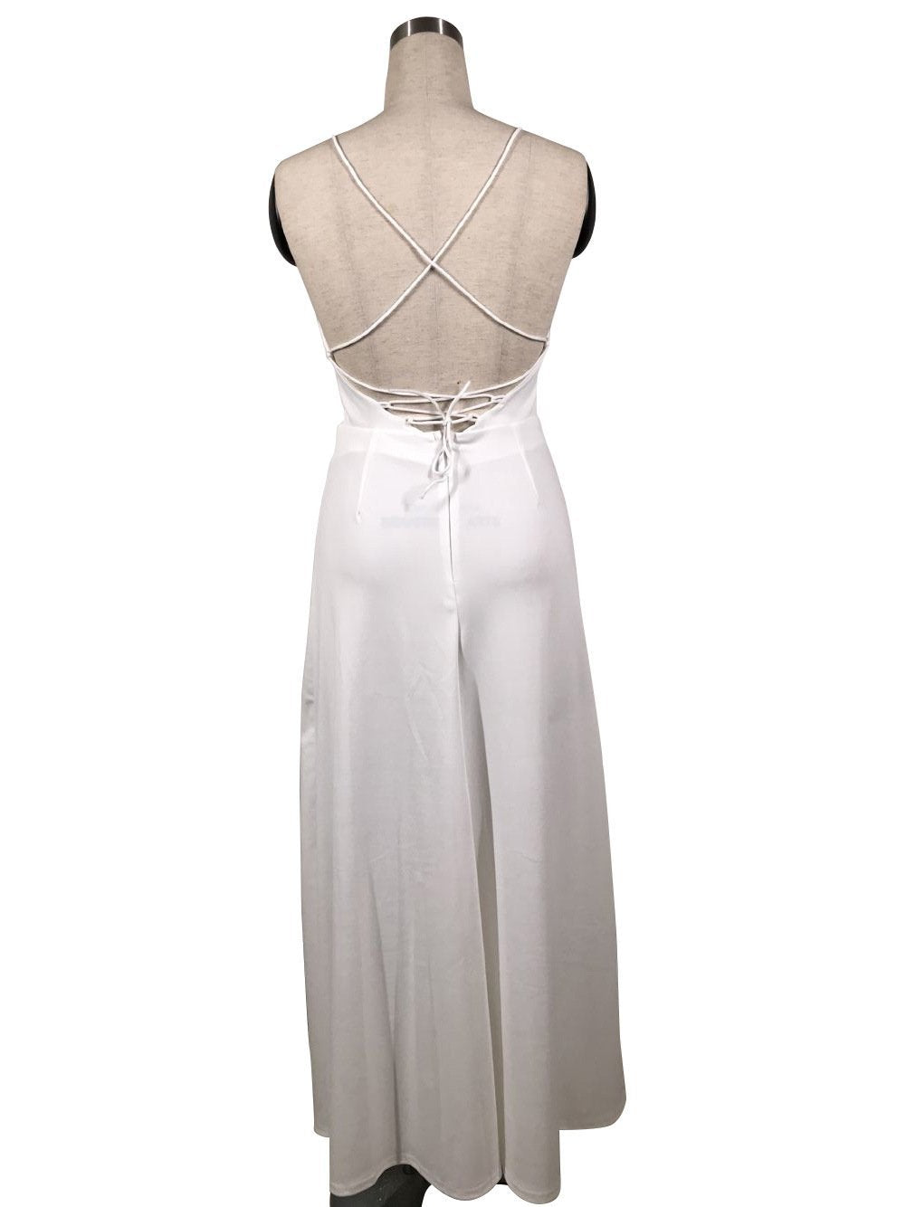 2018 New Sexy Spaghetti Strap Side Split Solid Color Maxi Dress