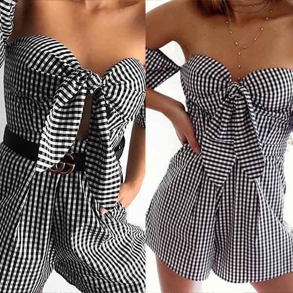 Off Shoulder High Waist Jumpsuit Rompers