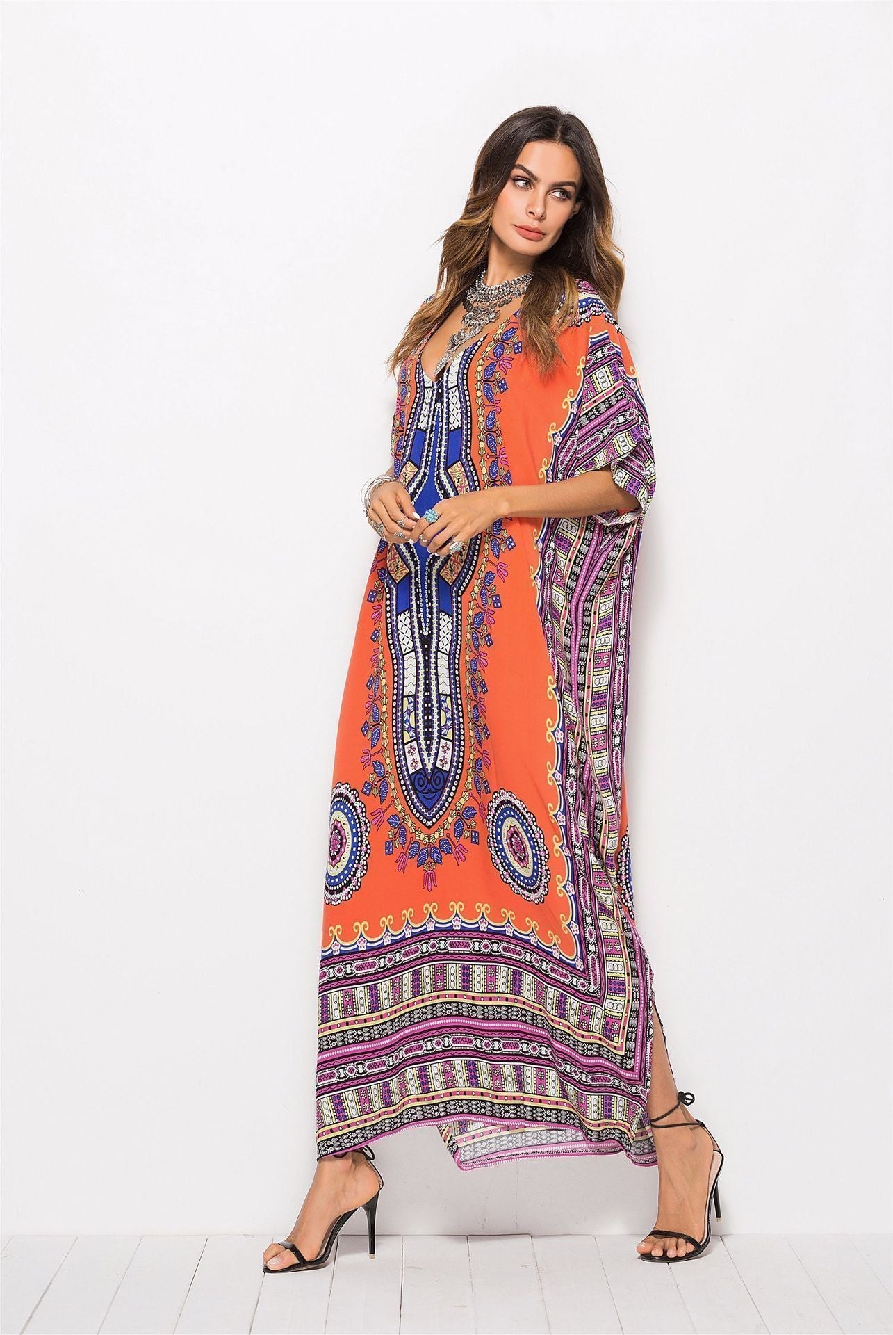 Fashion Floral Loose Beach Kaftan Dress