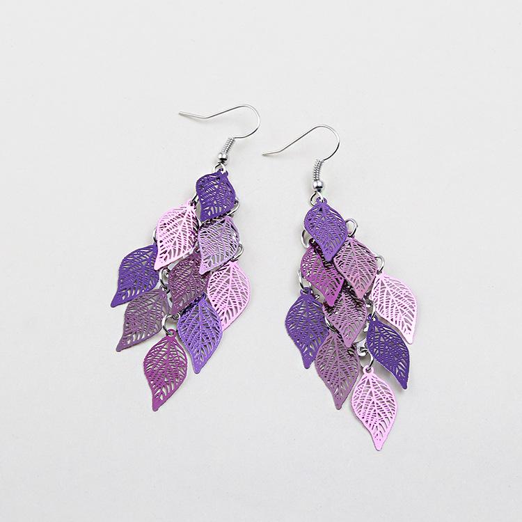 Seven Color Xiao Jiu Leaves Fashion Earrings Earrings