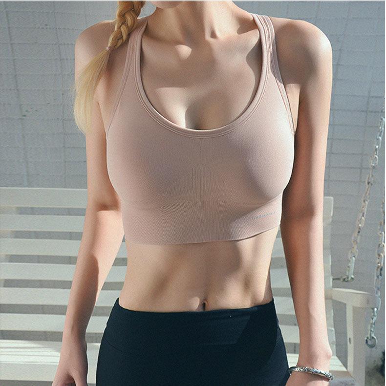 Women's sports vest running shockproof yoga fitness sports bra gather beautiful back cross shoulder strap sports bra