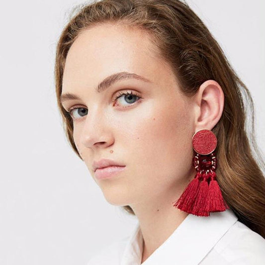 Bohemia tassel statement big earrings for women jewelry accessories retro ethnic party