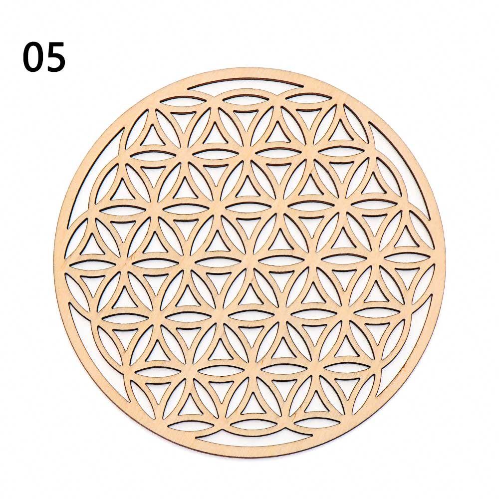 1PC Flower of Life Shape Wooden Wall Sign Laser Cut Non-slip Coaster Set Wood Placemats Table Mat Round Cup Pad Art Home Decor