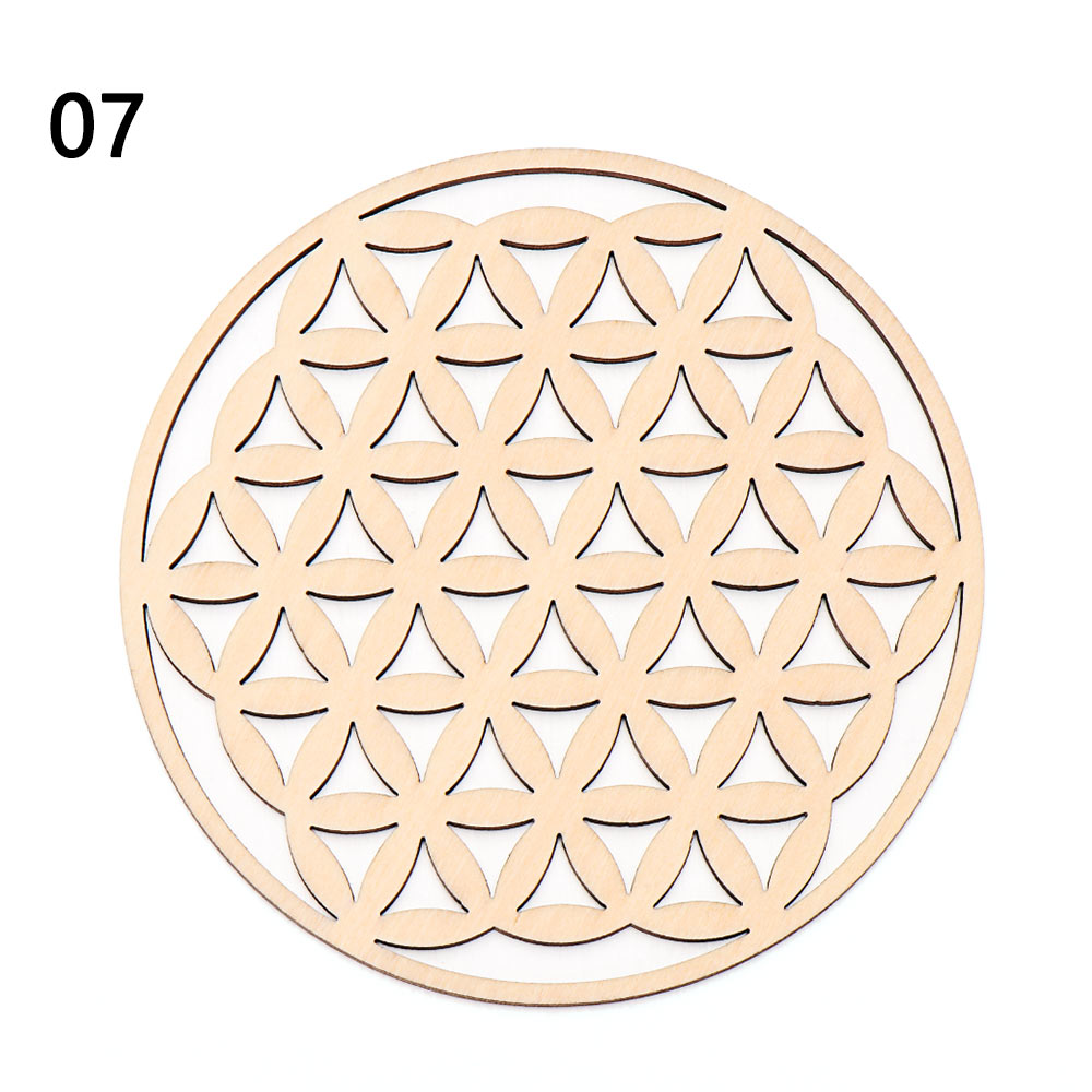 1PC Flower of Life Shape Wooden Wall Sign Laser Cut Non-slip Coaster Set Wood Placemats Table Mat Round Cup Pad Art Home Decor