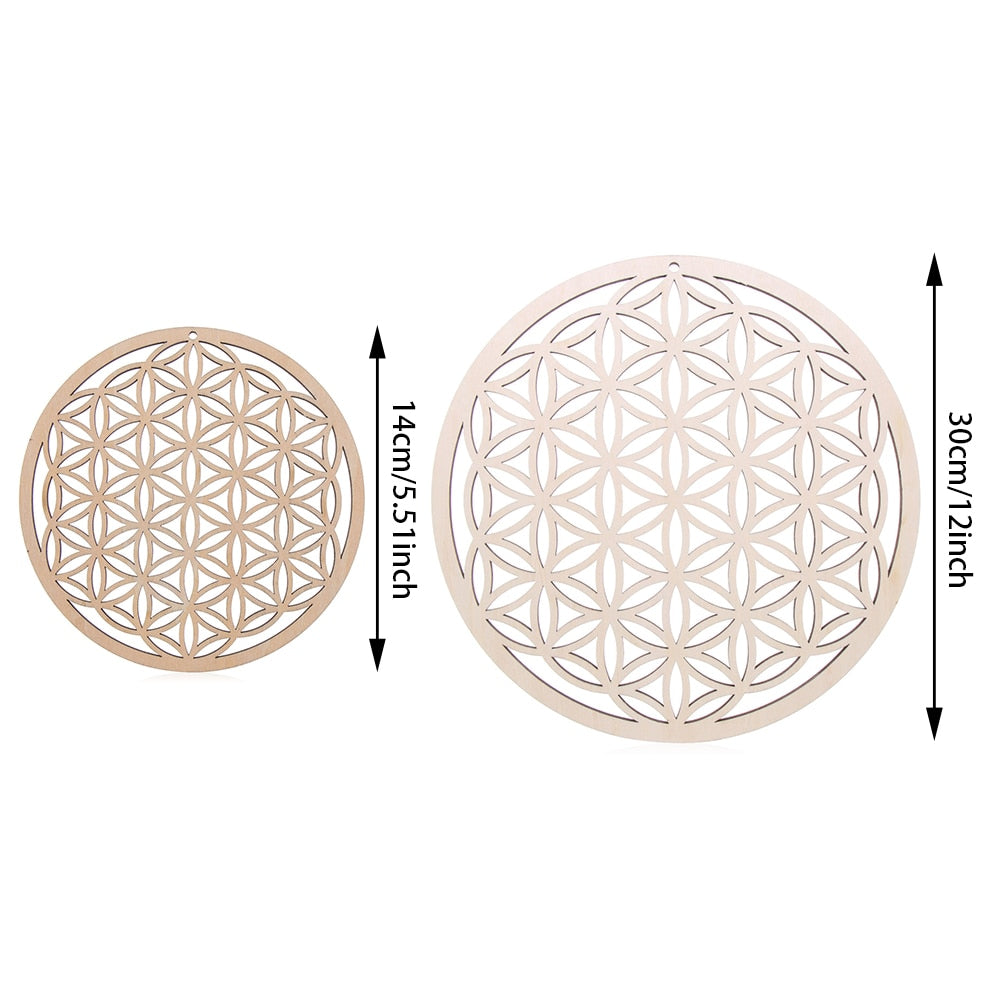 1PC Flower of Life Shape Wooden Wall Sign Laser Cut Non-slip Coaster Set Wood Placemats Table Mat Round Cup Pad Art Home Decor