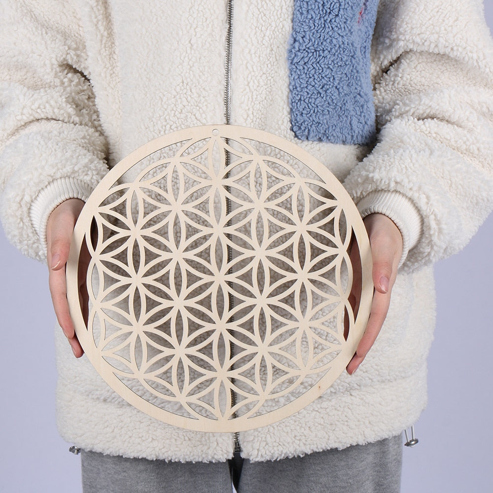 1PC Flower of Life Shape Wooden Wall Sign Laser Cut Non-slip Coaster Set Wood Placemats Table Mat Round Cup Pad Art Home Decor