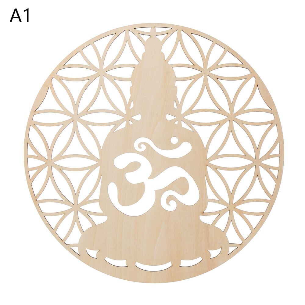 1PC Flower of Life Shape Wooden Wall Sign Laser Cut Non-slip Coaster Set Wood Placemats Table Mat Round Cup Pad Art Home Decor