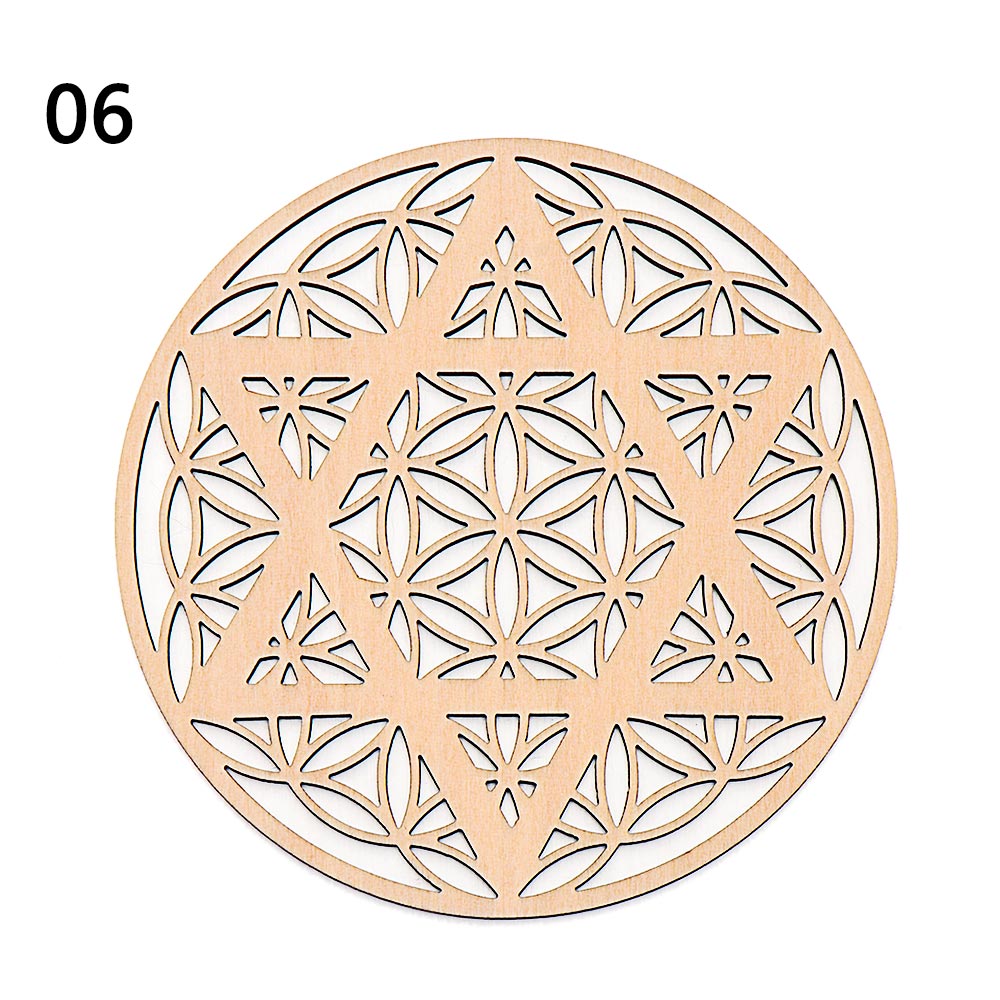 1PC Flower of Life Shape Wooden Wall Sign Laser Cut Non-slip Coaster Set Wood Placemats Table Mat Round Cup Pad Art Home Decor