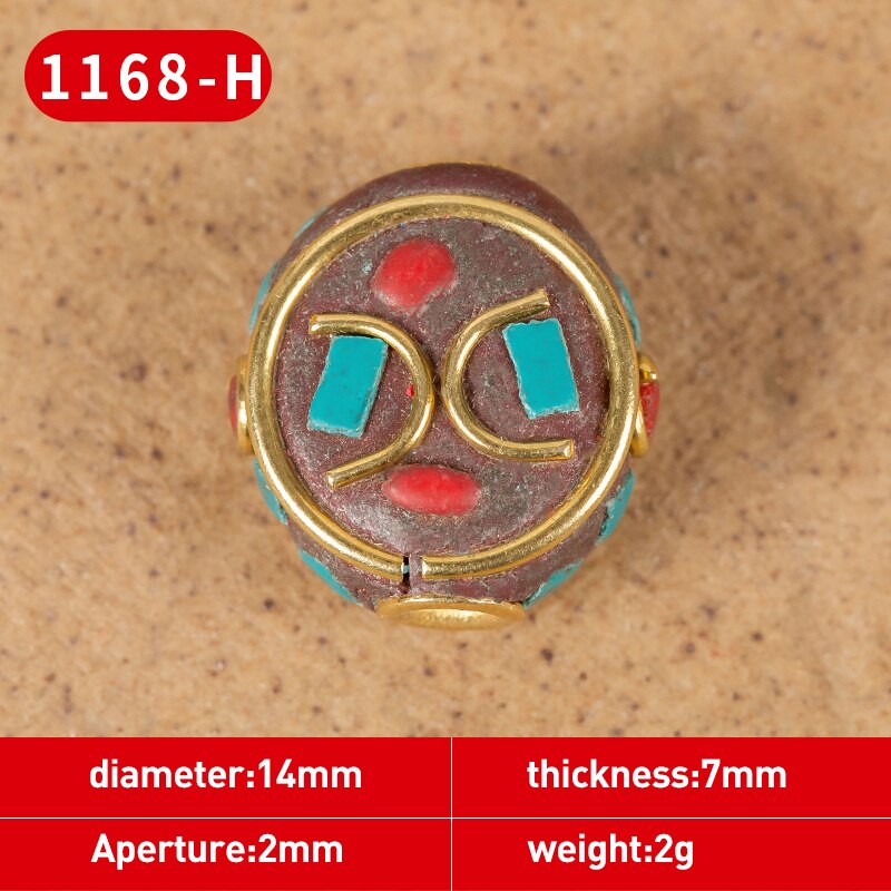 1Pc 15 Styles Retro Nepal Beads Handmade Red Coral Tibetan Bead Antique Golden For Jewelry Components Making DIY Bracelets