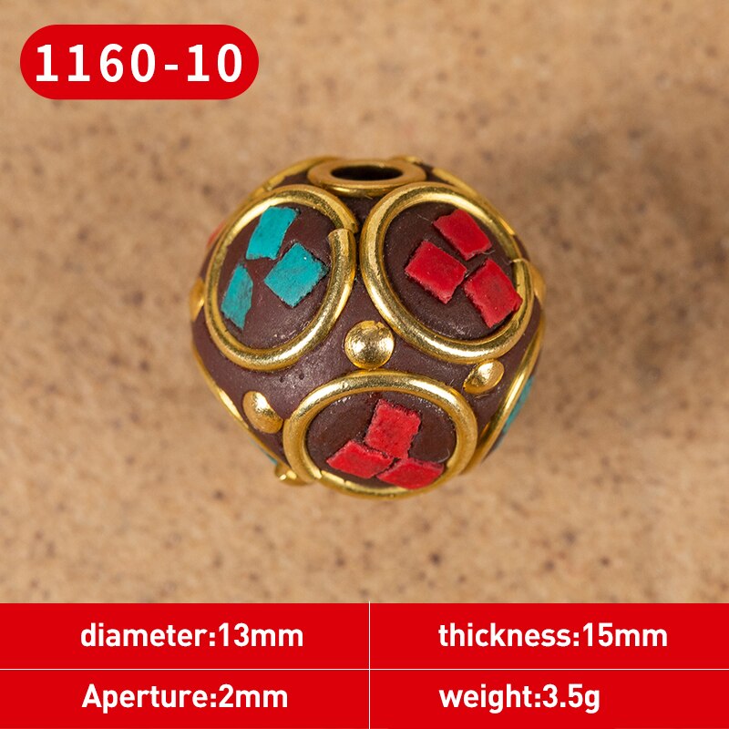 1Pc 15 Styles Retro Nepal Beads Handmade Red Coral Tibetan Bead Antique Golden For Jewelry Components Making DIY Bracelets