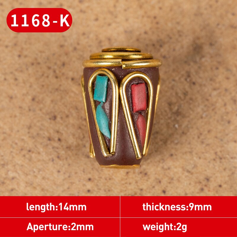 1Pc 15 Styles Retro Nepal Beads Handmade Red Coral Tibetan Bead Antique Golden For Jewelry Components Making DIY Bracelets