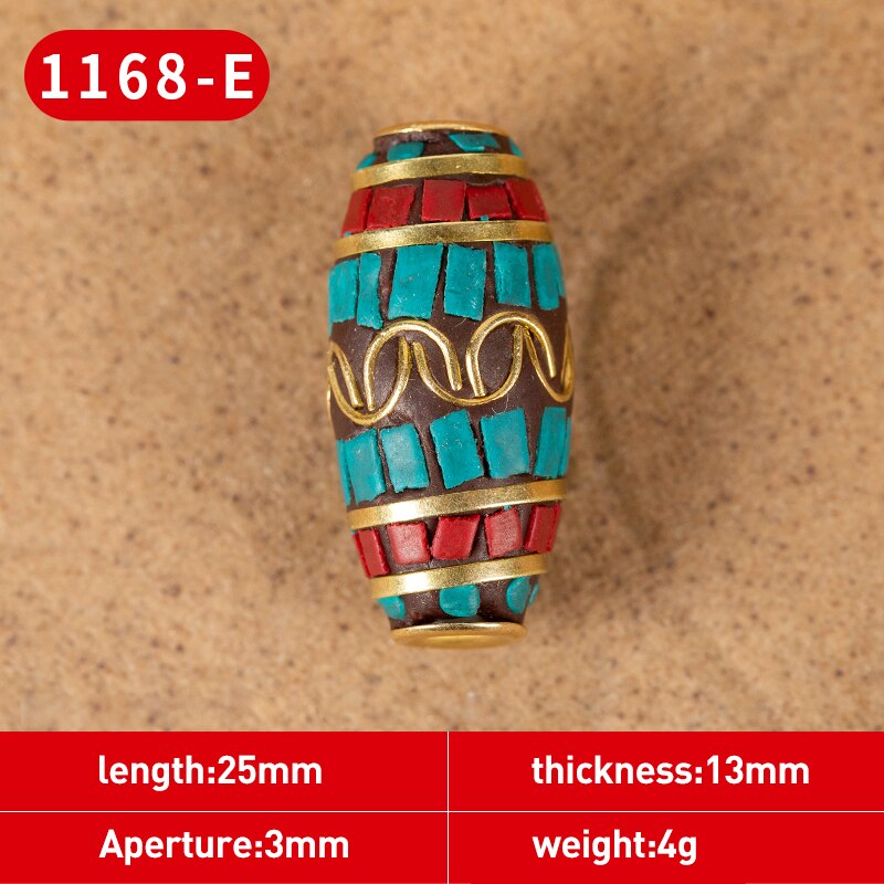 1Pc 15 Styles Retro Nepal Beads Handmade Red Coral Tibetan Bead Antique Golden For Jewelry Components Making DIY Bracelets