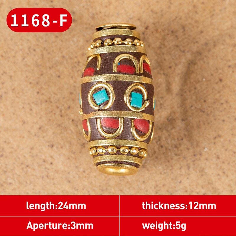 1Pc 15 Styles Retro Nepal Beads Handmade Red Coral Tibetan Bead Antique Golden For Jewelry Components Making DIY Bracelets