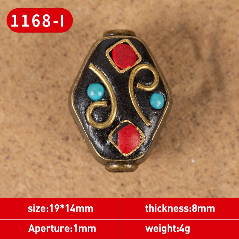 1Pc 15 Styles Retro Nepal Beads Handmade Red Coral Tibetan Bead Antique Golden For Jewelry Components Making DIY Bracelets
