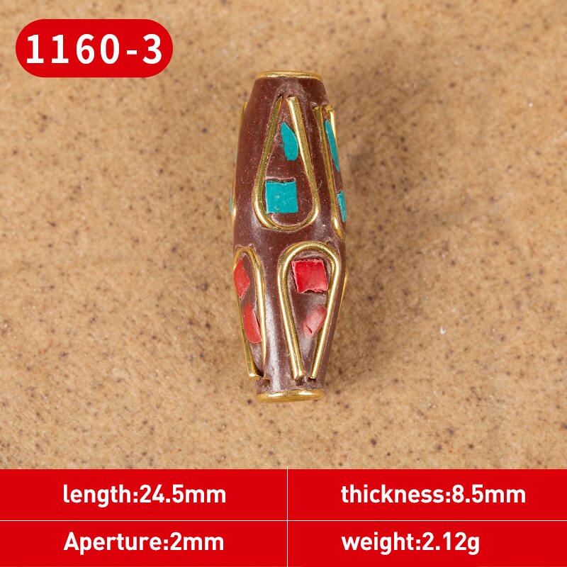 1Pc 15 Styles Retro Nepal Beads Handmade Red Coral Tibetan Bead Antique Golden For Jewelry Components Making DIY Bracelets