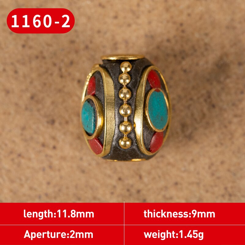 1Pc 15 Styles Retro Nepal Beads Handmade Red Coral Tibetan Bead Antique Golden For Jewelry Components Making DIY Bracelets