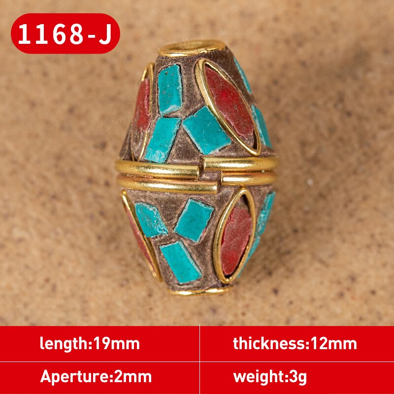 1Pc 15 Styles Retro Nepal Beads Handmade Red Coral Tibetan Bead Antique Golden For Jewelry Components Making DIY Bracelets