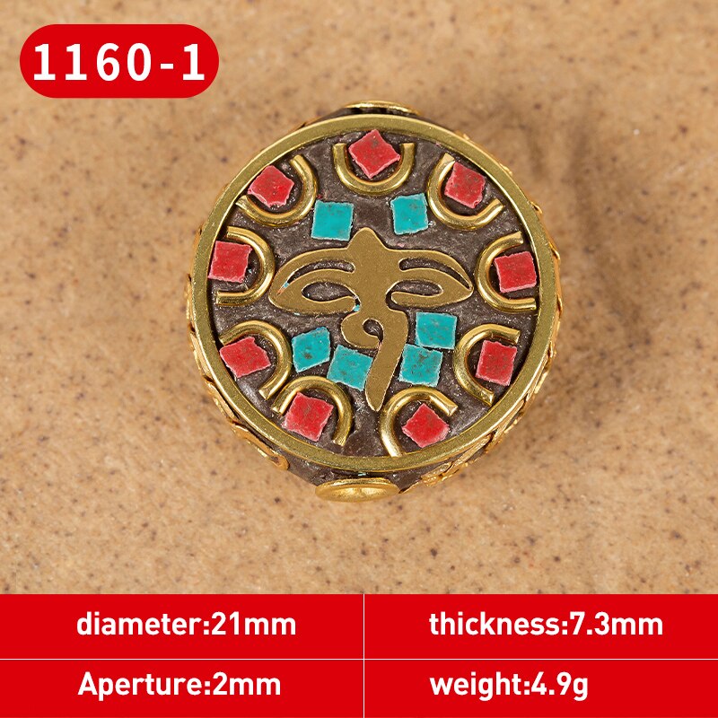 1Pc 15 Styles Retro Nepal Beads Handmade Red Coral Tibetan Bead Antique Golden For Jewelry Components Making DIY Bracelets