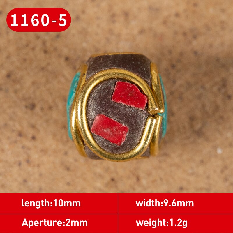 1Pc 15 Styles Retro Nepal Beads Handmade Red Coral Tibetan Bead Antique Golden For Jewelry Components Making DIY Bracelets