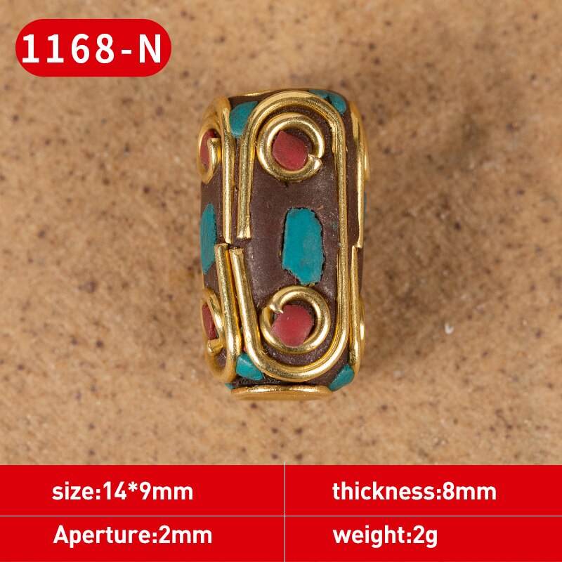 1Pc 15 Styles Retro Nepal Beads Handmade Red Coral Tibetan Bead Antique Golden For Jewelry Components Making DIY Bracelets