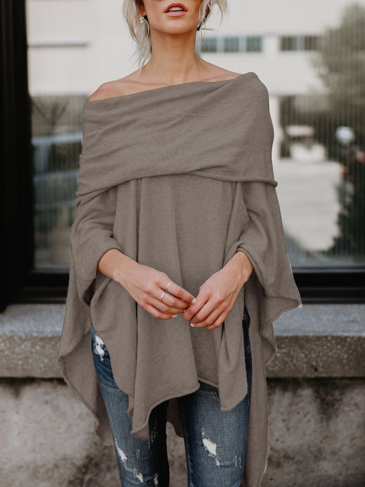 Solid Color Off Shoulder Irregular Tops