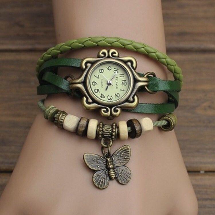Vintage  Bracelet Women Butterfly Pendant Watch