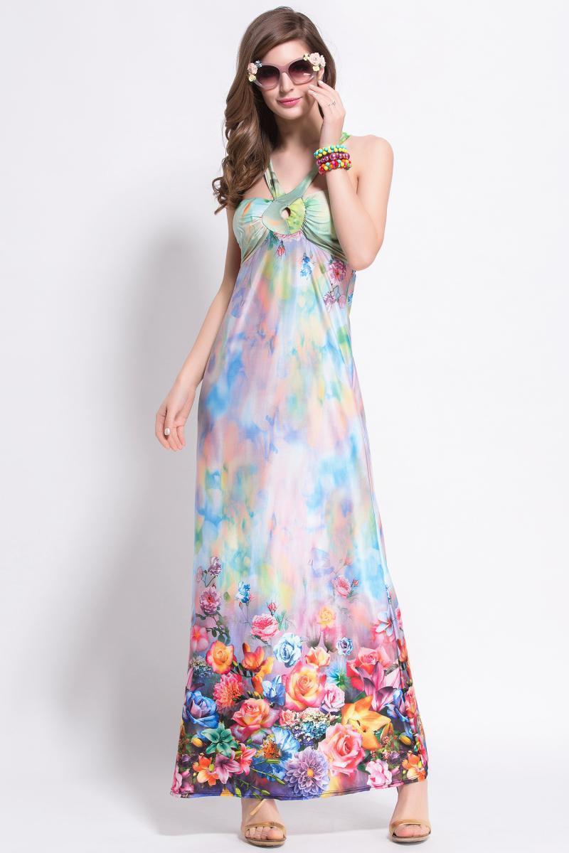 Sexy Printed Sleeveless Bohemia Beach Maxi Dress
