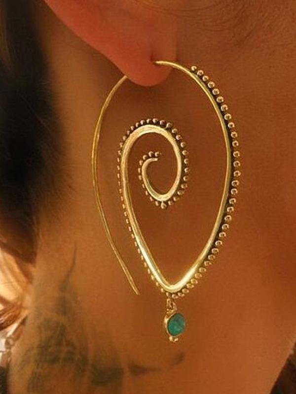 Exaggerated Retro Style Boho Hippy Spiral Earrings