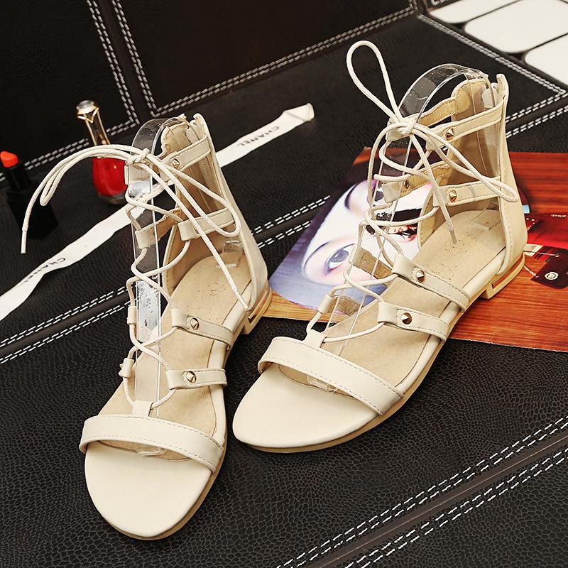 2018 Summer Open Toe Cross Strap Flat Sandals