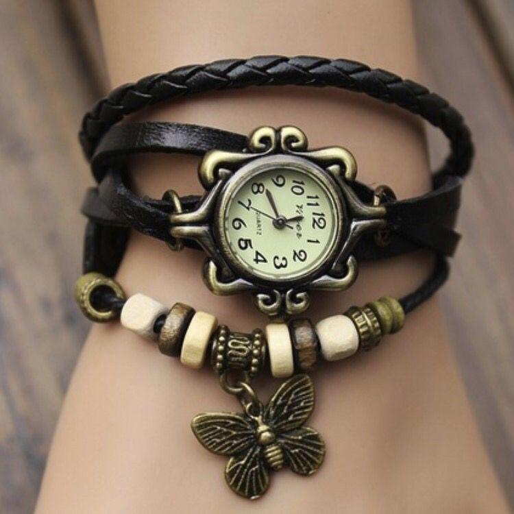 Vintage  Bracelet Women Butterfly Pendant Watch
