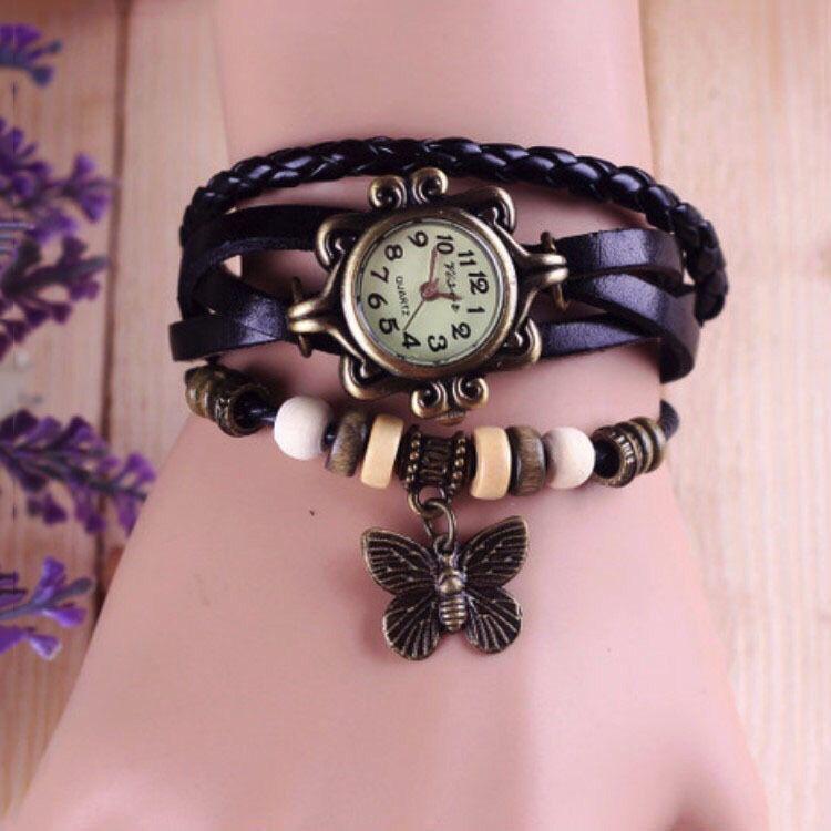 Vintage  Bracelet Women Butterfly Pendant Watch