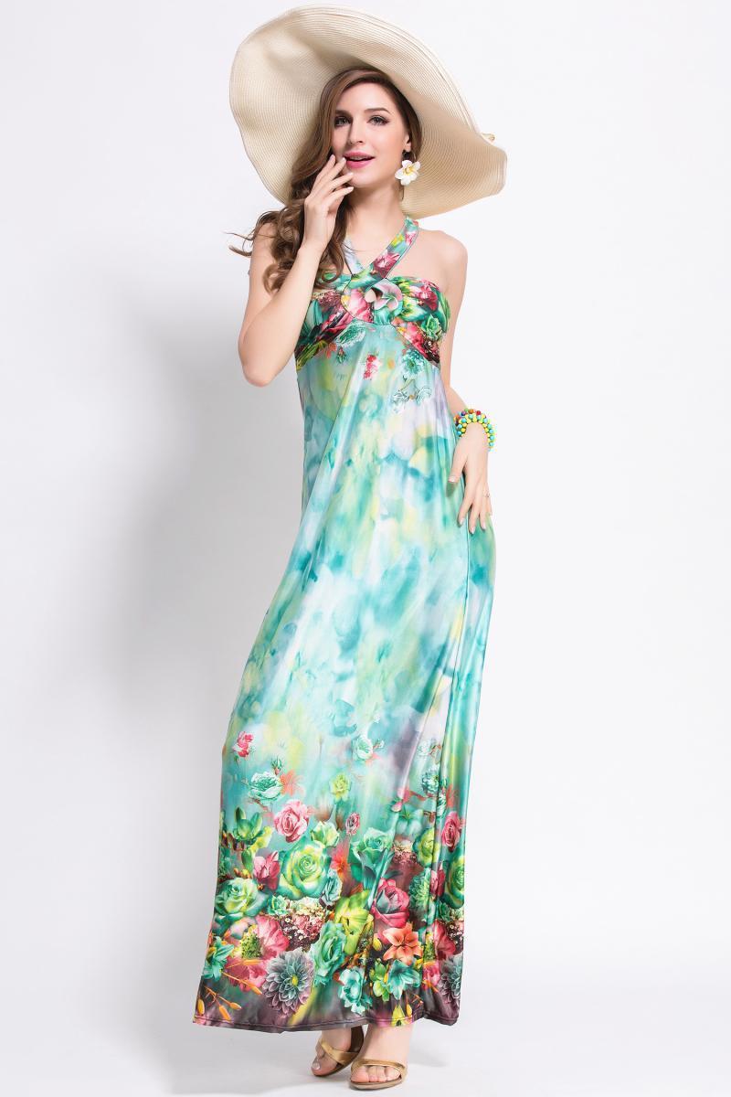 Sexy Printed Sleeveless Bohemia Beach Maxi Dress