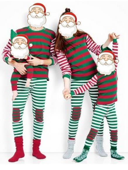 Family Christmas pajams stripe set Xmas family suit