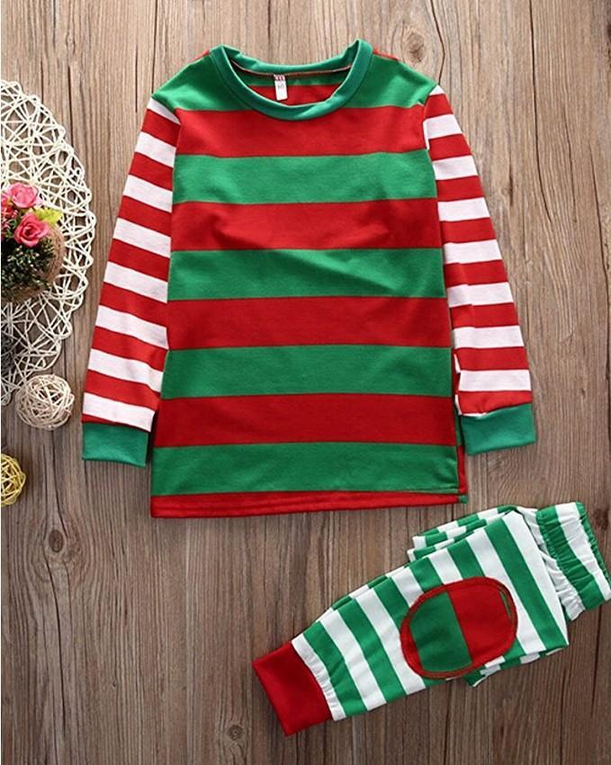 Family Christmas pajams stripe set Xmas family suit