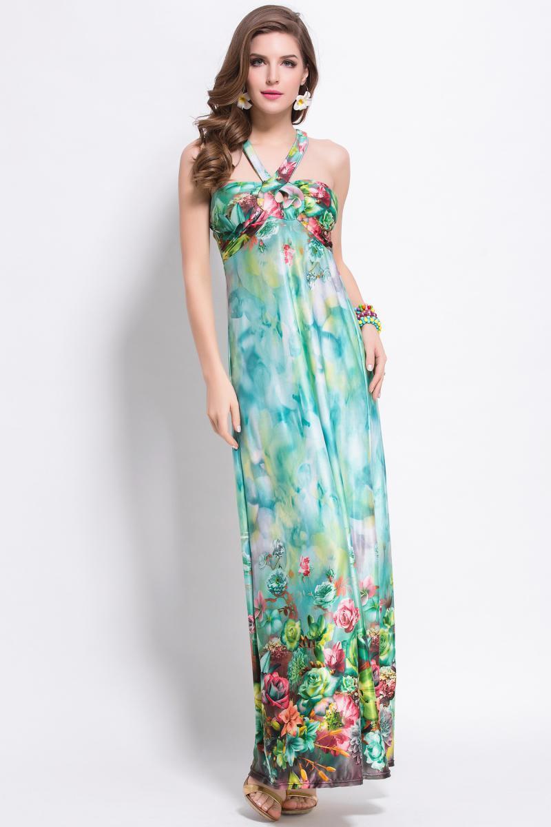 Sexy Printed Sleeveless Bohemia Beach Maxi Dress