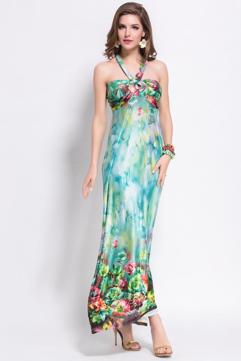 Sexy Printed Sleeveless Bohemia Beach Maxi Dress