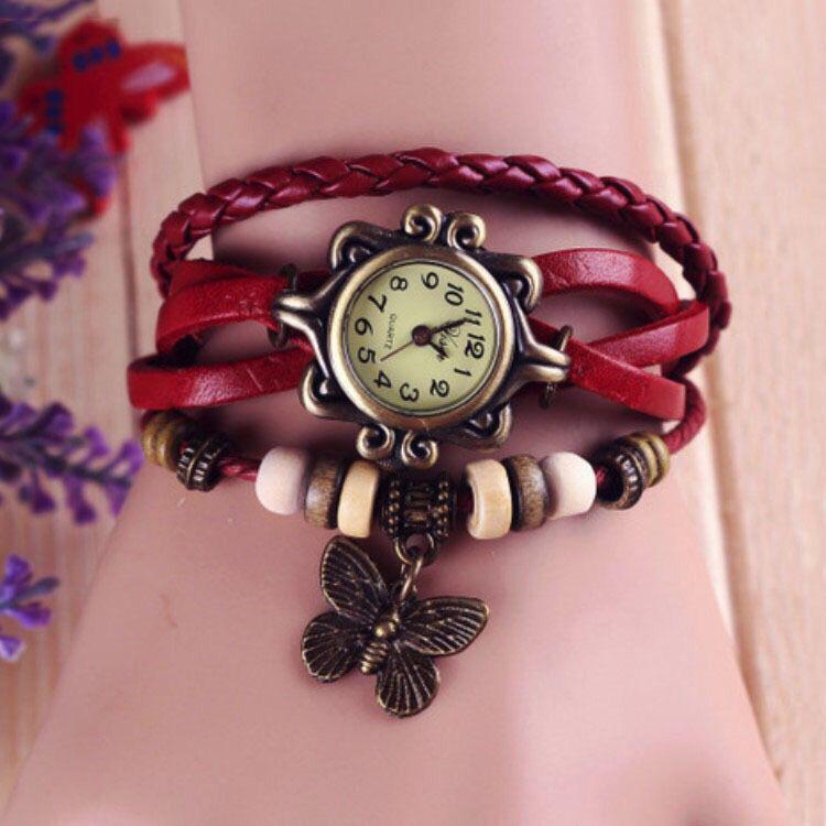 Vintage  Bracelet Women Butterfly Pendant Watch