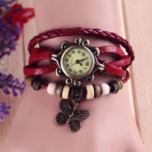 Vintage  Bracelet Women Butterfly Pendant Watch