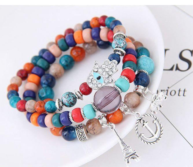 Bohemian Ethnic Style Multi-Layer Elastic Beaded Winding Bracelet