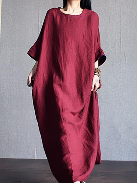 Solid Color Loose Casual Maxi Dress