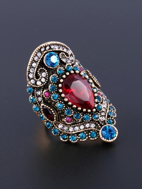 Retro Bohemia Crystal Ruby Gemstone Ring