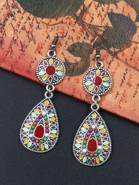 Colorful Inlaid Rice Beads Drop Earrings