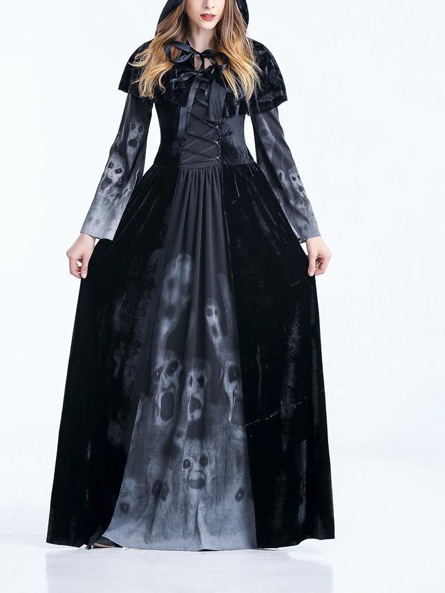 Black Witch Cosplay Halloween Maxi Dress