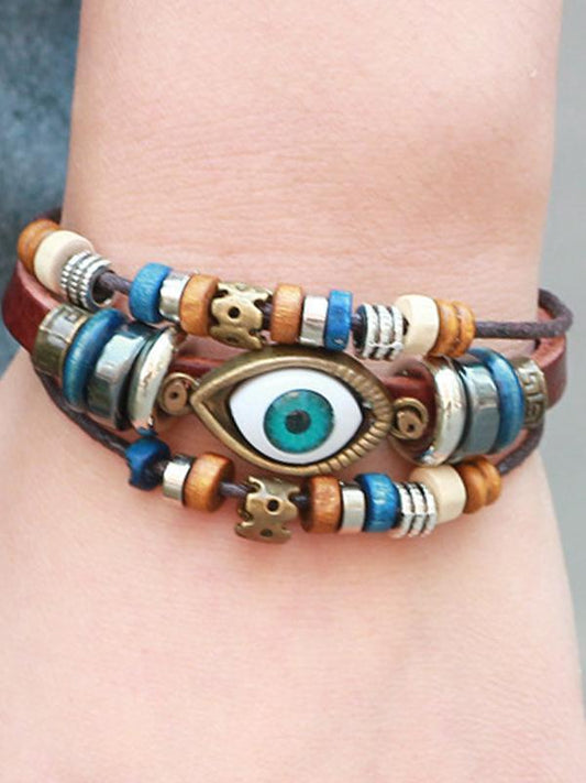 Retro Multilayer Leather Beaded Boho Bracelet Bangle Wristband