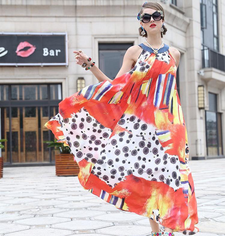 New Print Sleeveless Loose Summer Maxi Dress