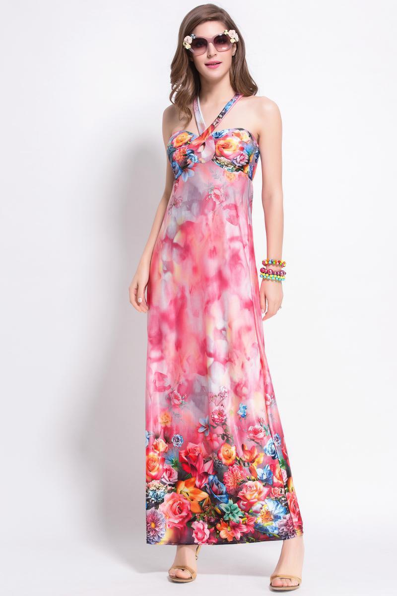 Sexy Printed Sleeveless Bohemia Beach Maxi Dress