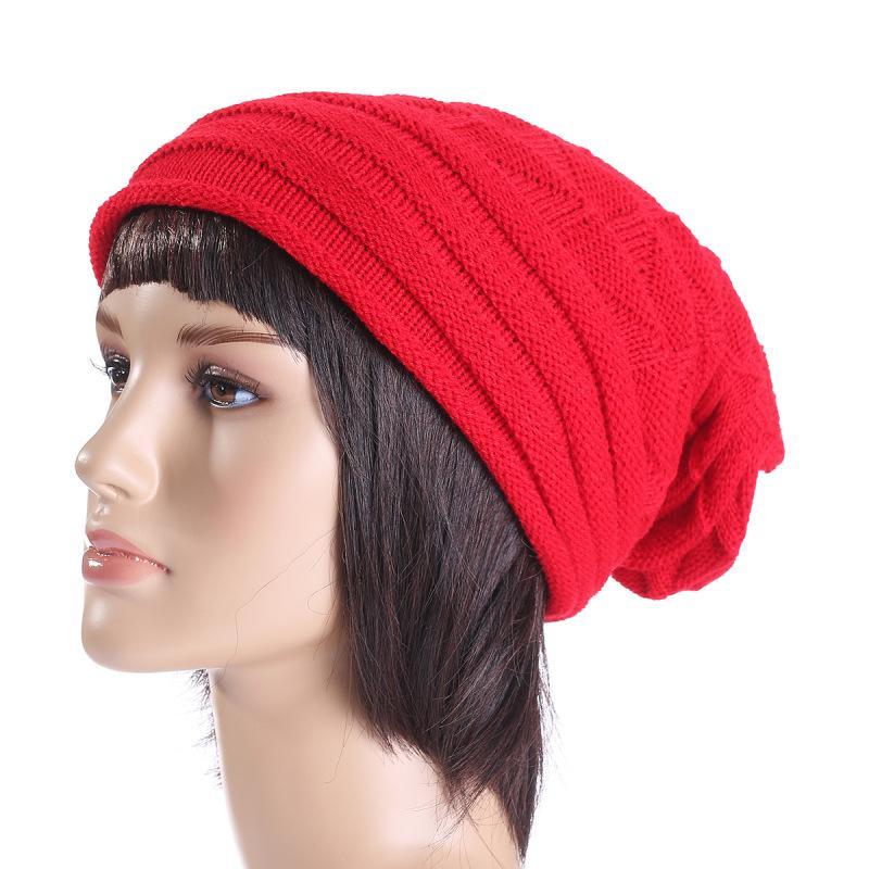 Men and women autumn and winter pleated cuffed hooded outdoor ski wool cap